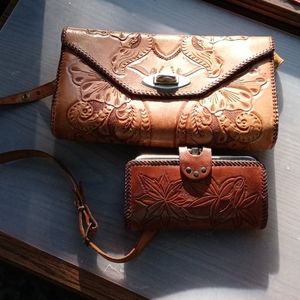 Vintage Handtooled Leather Set